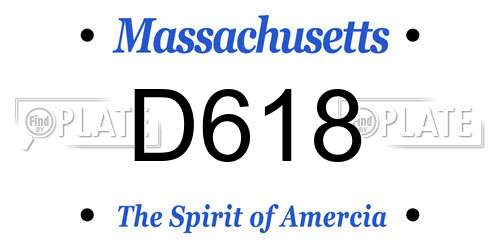 D618 Massachusetts License Plate