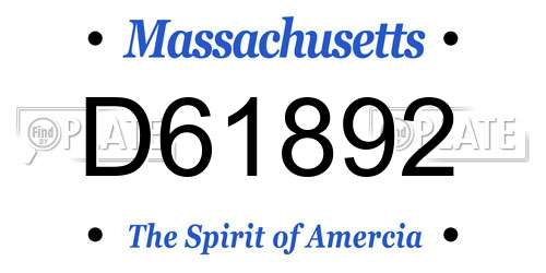 D61892 Massachusetts License Plate
