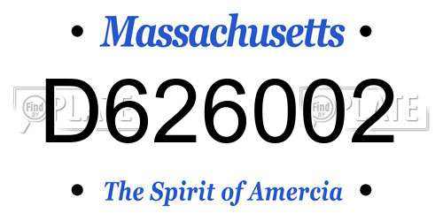 D626002 Massachusetts License Plate