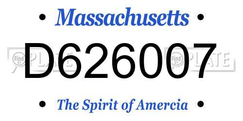 D626007 Massachusetts License Plate