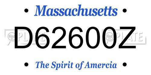 D62600Z Massachusetts License Plate