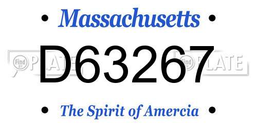 D63267 Massachusetts License Plate
