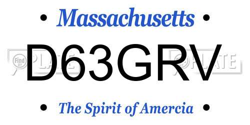 D63GRV Massachusetts License Plate