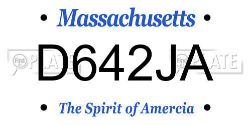 D642JA Massachusetts License Plate