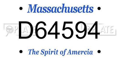 D64594 Massachusetts License Plate