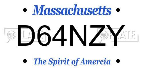 D64NZY Massachusetts License Plate
