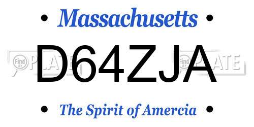 D64ZJA Massachusetts License Plate