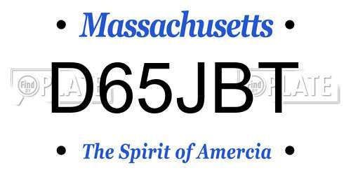 D65JBT Massachusetts License Plate