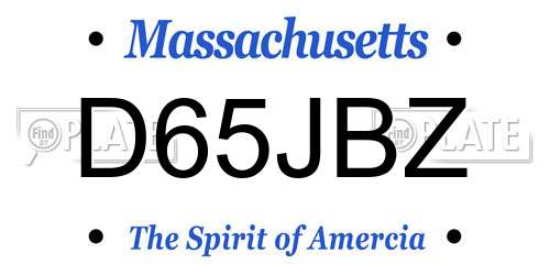 D65JBZ Massachusetts License Plate