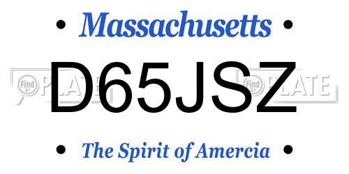D65JSZ Massachusetts License Plate