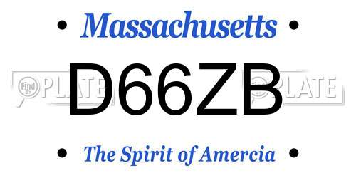 D66ZB Massachusetts License Plate