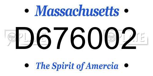 D676002 Massachusetts License Plate