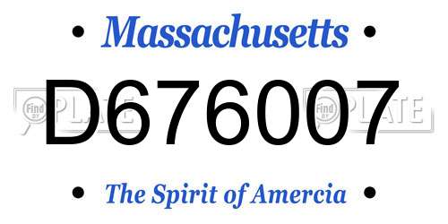 D676007 Massachusetts License Plate