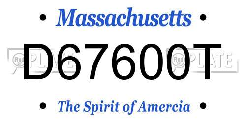 D67600T Massachusetts License Plate
