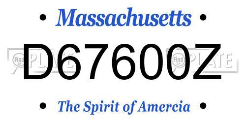D67600Z Massachusetts License Plate