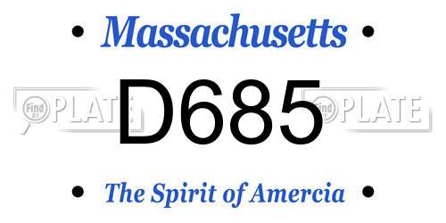 D685 Massachusetts License Plate