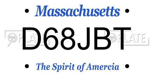 D68JBT Massachusetts License Plate