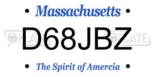 D68JBZ Massachusetts License Plate