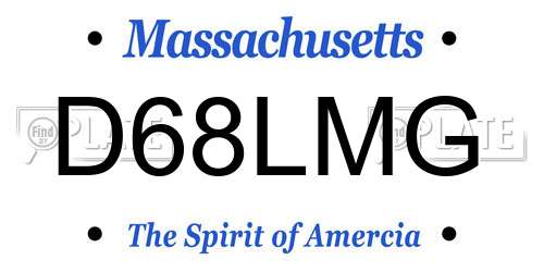 D68LMG Massachusetts License Plate