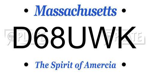 D68UWK Massachusetts License Plate