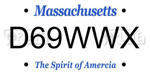 D69WWX Massachusetts License Plate