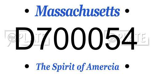 D700054 Massachusetts License Plate