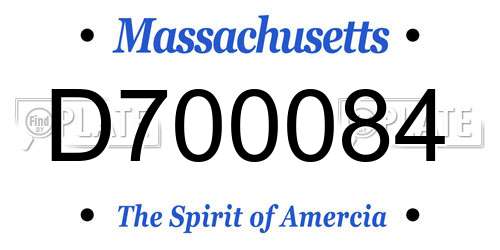 D700084 Massachusetts License Plate