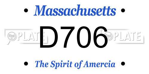 D706 Massachusetts License Plate