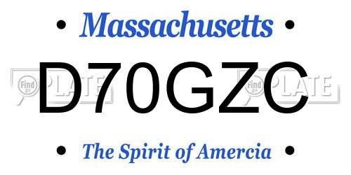 D70GZC Massachusetts License Plate