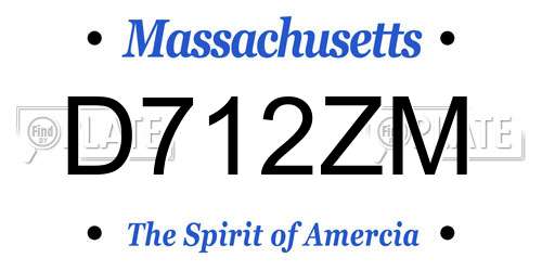 D712ZM Massachusetts License Plate