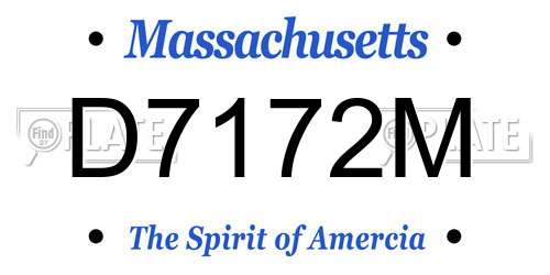 D7172M Massachusetts License Plate