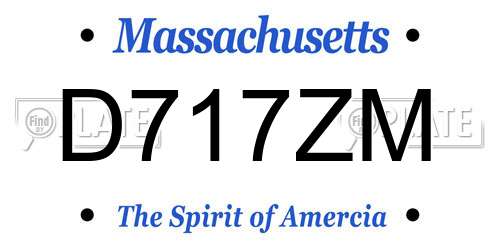D717ZM Massachusetts License Plate