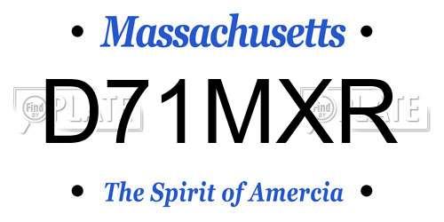 D71MXR Massachusetts License Plate