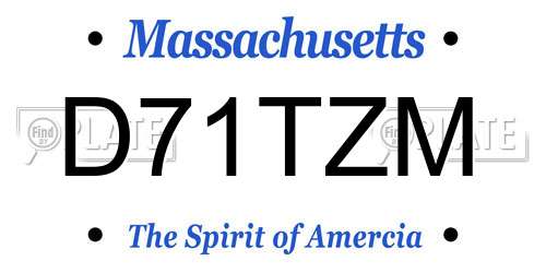 D71TZM Massachusetts License Plate