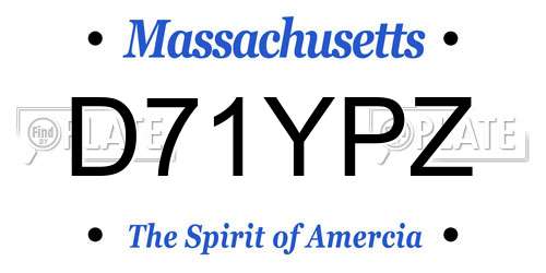 D71YPZ Massachusetts License Plate