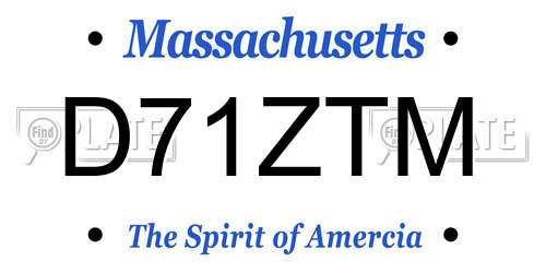 D71ZTM Massachusetts License Plate