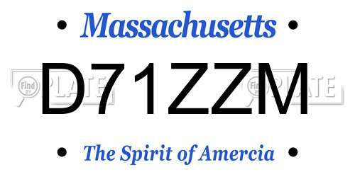 D71ZZM Massachusetts License Plate