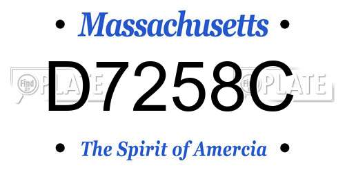D7258C Massachusetts License Plate