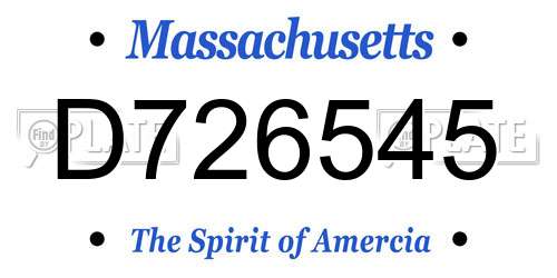 D726545 Massachusetts License Plate
