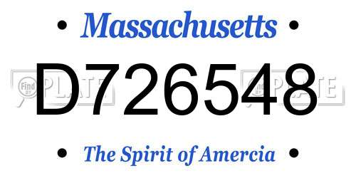 D726548 Massachusetts License Plate