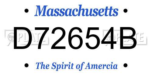 D72654B Massachusetts License Plate