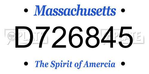 D726845 Massachusetts License Plate