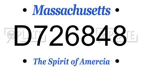D726848 Massachusetts License Plate