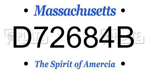 D72684B Massachusetts License Plate