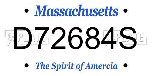 D72684S Massachusetts License Plate