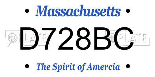 D728BC Massachusetts License Plate