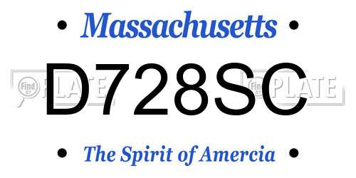 D728SC Massachusetts License Plate
