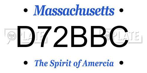 D72BBC Massachusetts License Plate
