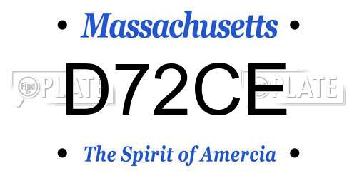 D72CE Massachusetts License Plate