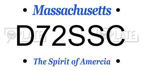 D72SSC Massachusetts License Plate